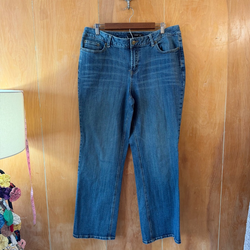 Venezia Womens Blue Embroidered Straight Leg Jeans Size 16 Boho Studded Denim